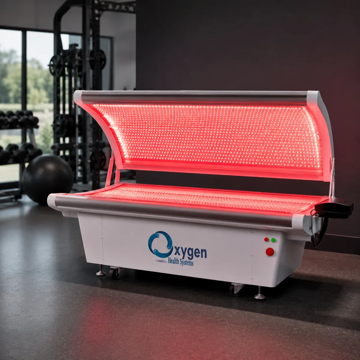 Wellness center with 5-wavelength red light therapy bed